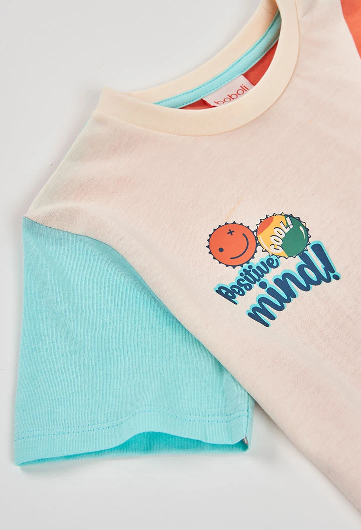 Baumwoll-T-Shirt für Kinder im Colorblock-Design