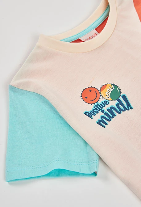 Camiseta niño algodón color block
