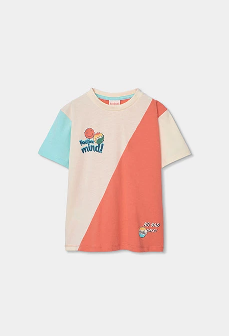 Camiseta niño algodón color block