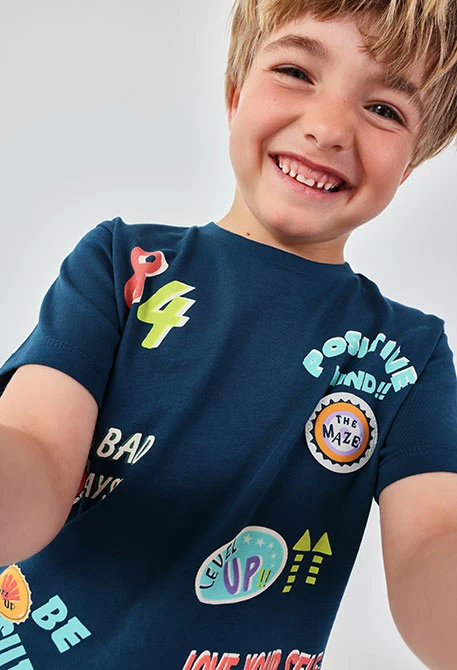 Camiseta niño punto algodón verde