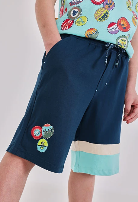 Navy blue knitted shorts