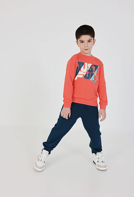 Jungen-Set aus orangefarbener Baumwolle