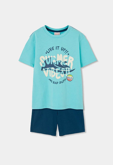 Conjunto niño algodón celeste