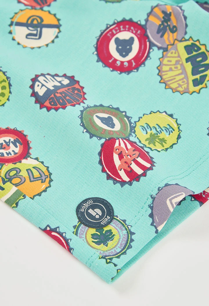 Printed fleece Bermuda shorts