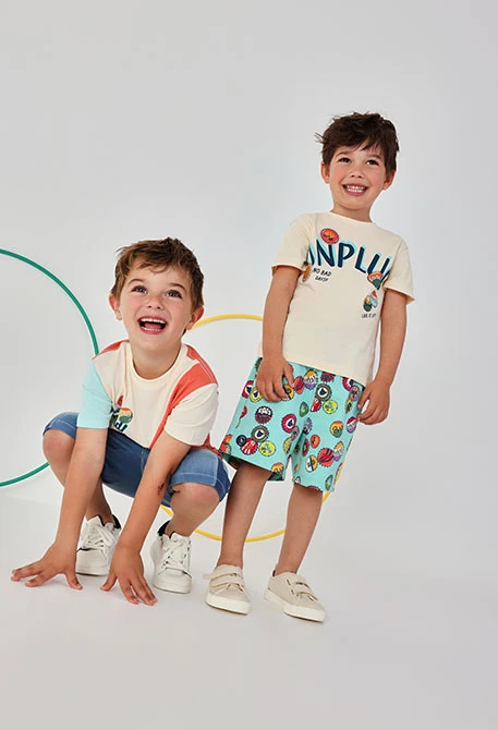 Printed fleece Bermuda shorts