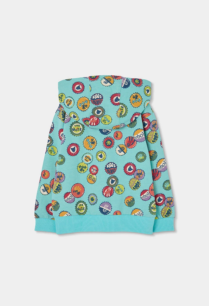 Chaqueta niño estampado azul agua