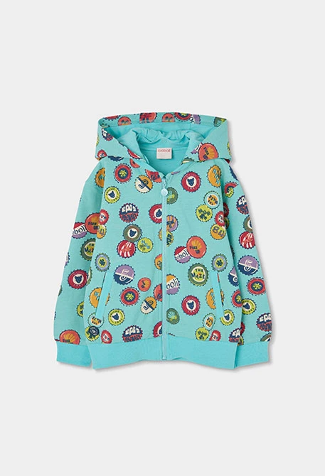 Boy?s jacket with aqua blue print