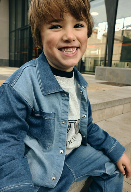 Sobrecamisa niño denim azul