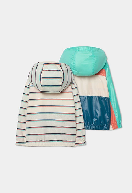 Parka reversibile bambino tessuto tecnico color block