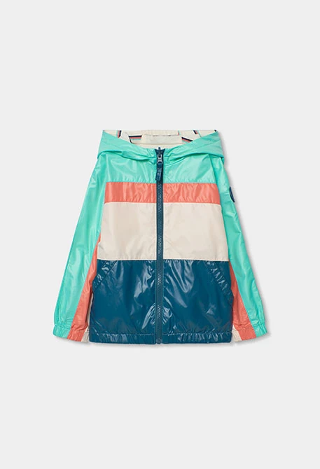Parka reversible nen teixit tècnic color block
