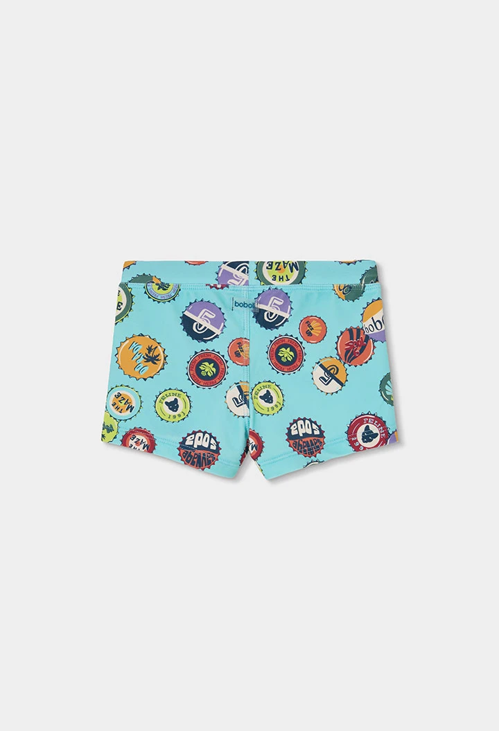 Bañador niño azul agua estampado