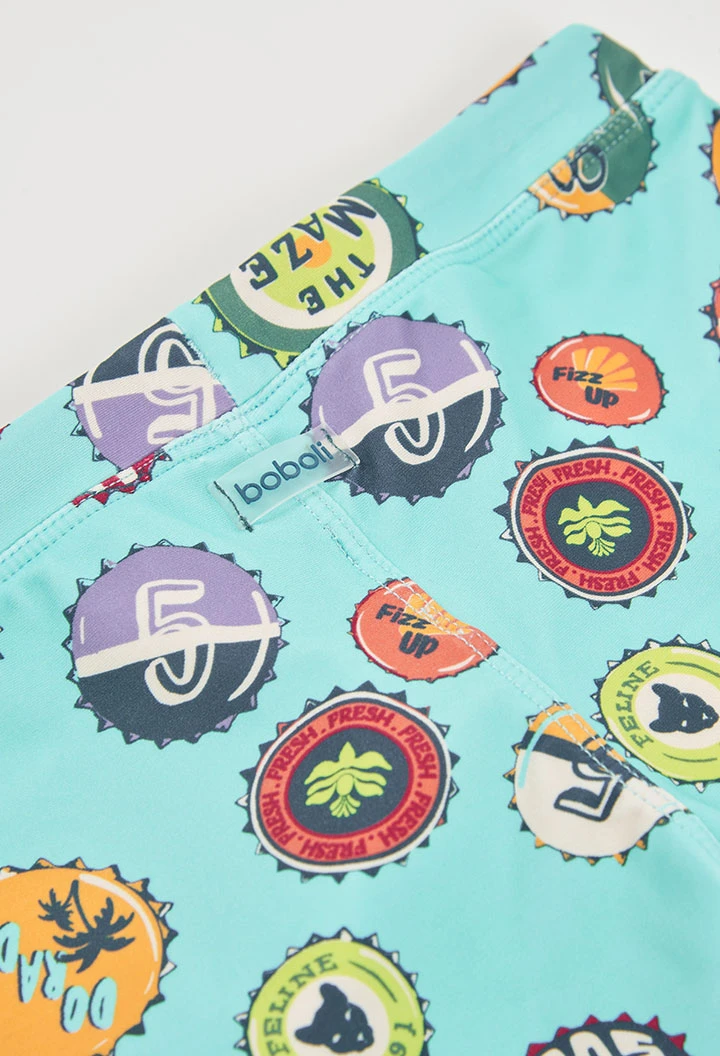 Water blue printed swimming costume for boy