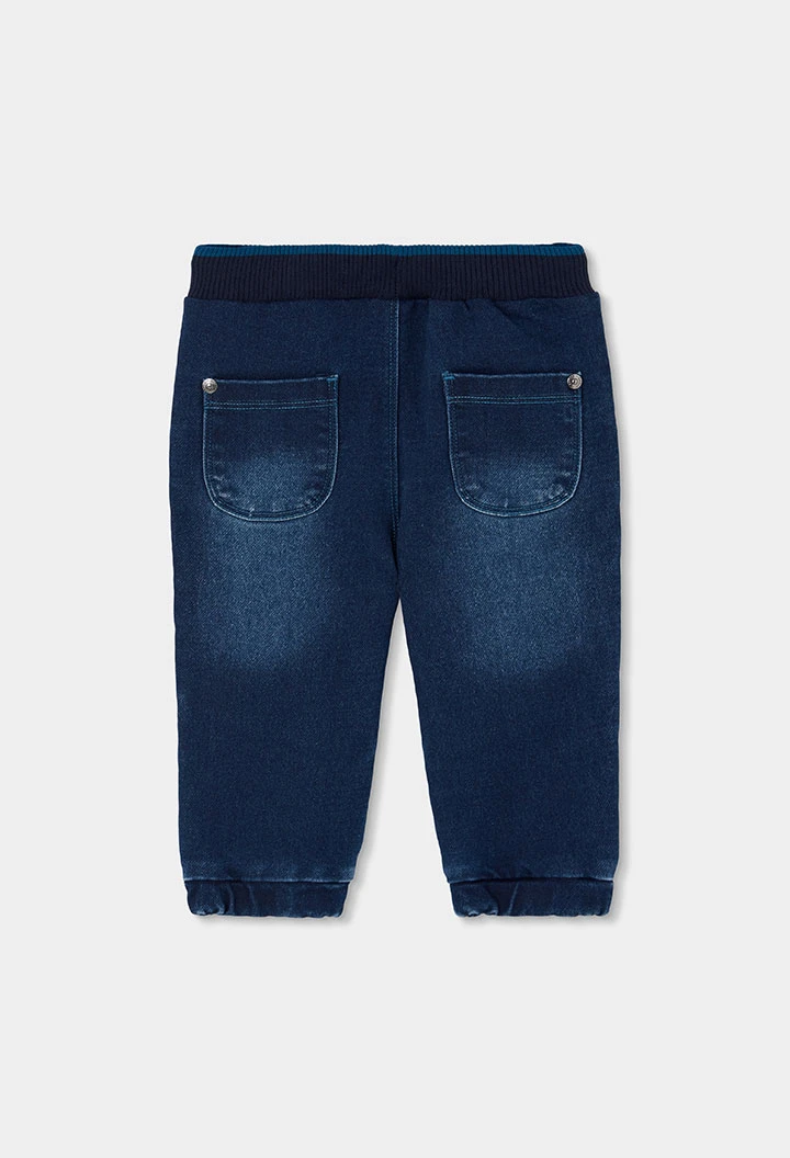 Pantalons denim nen blau marí amb cordó