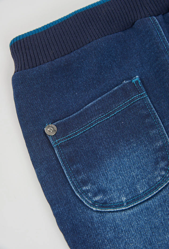 Pantalón denim niño azul marino con cordón