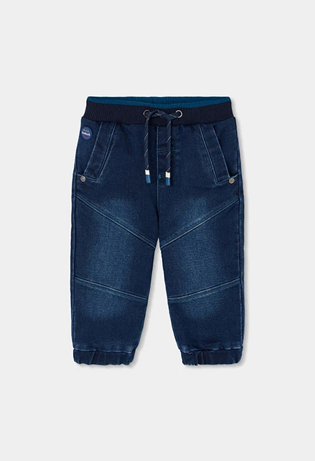 Pantalón denim niño azul marino con cordón