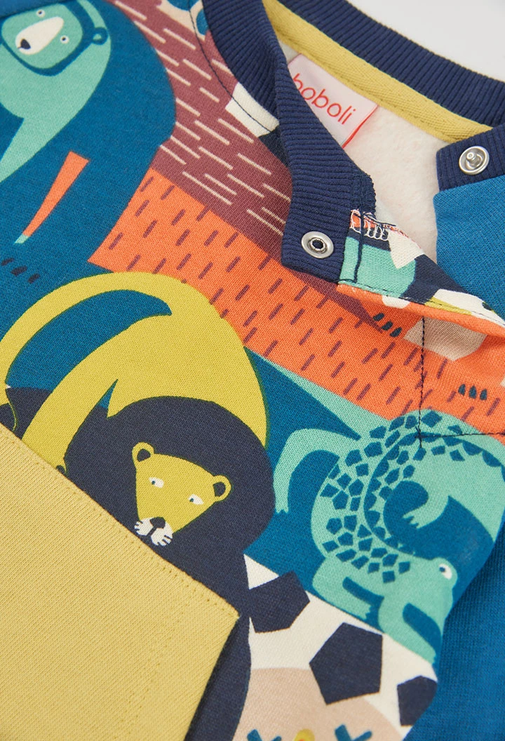 Dessuadora de pelfa nen blau estampat animals