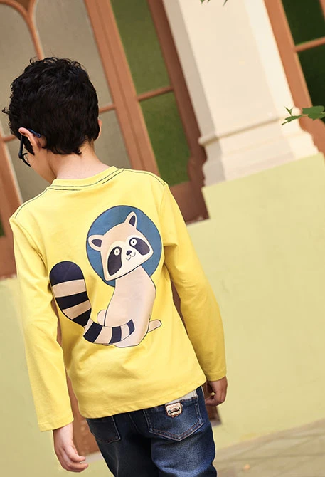 Camiseta de malha menino verde estampado guaxinim