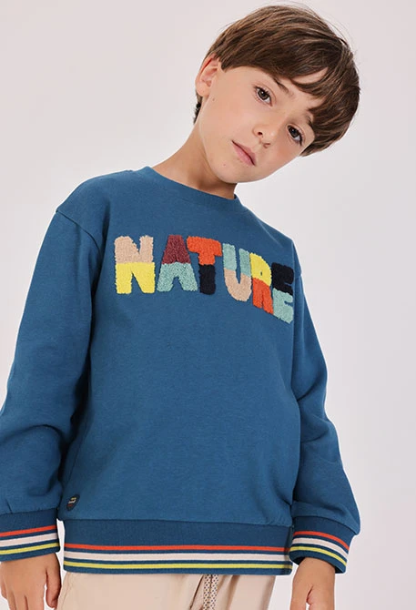 Felpa bambino verde stampa Nature
