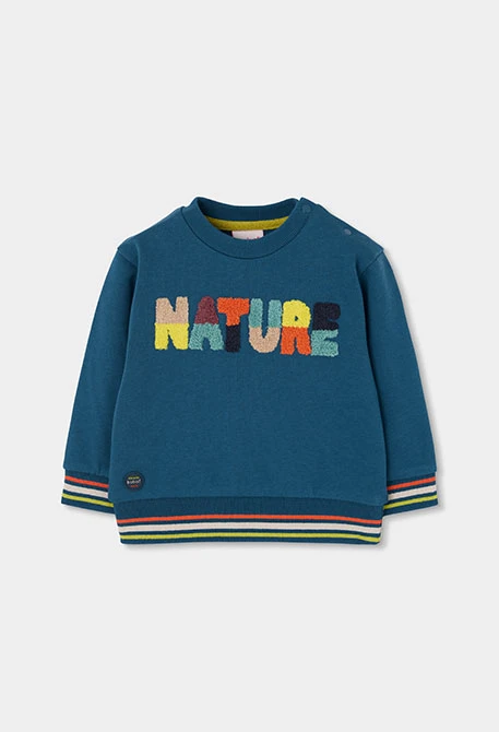 Kinder-Fleece-Sweatshirt grün Nature-Print