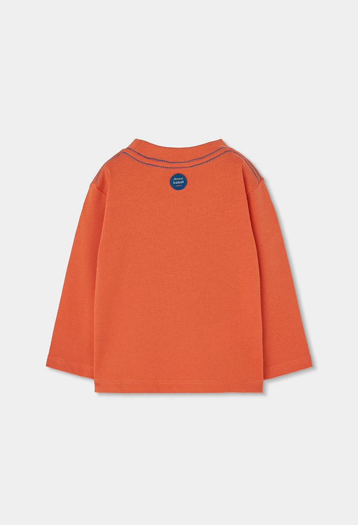 Camiseta punto niño naranja estampado animales