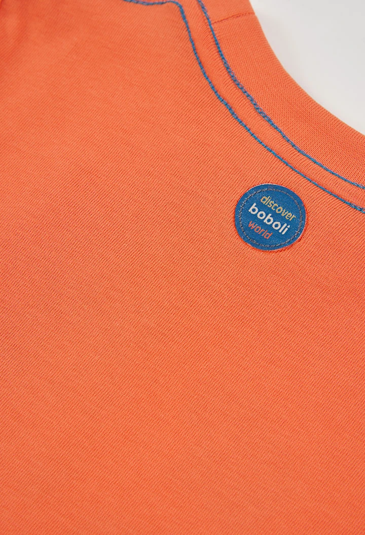 Camiseta punto niño naranja estampado animales