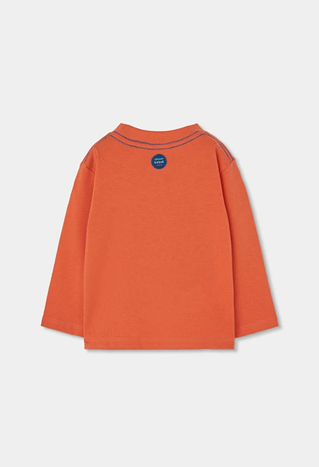 Baby boy orange animal print knitted T-shirt