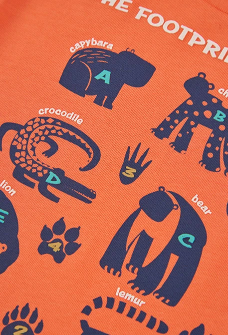 Baby boy orange animal print knitted T-shirt