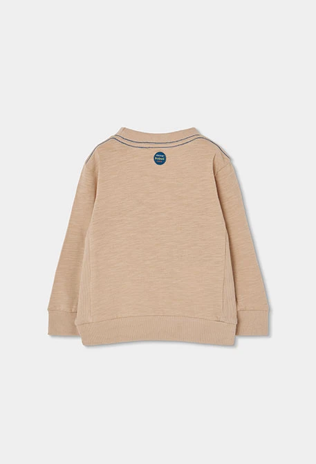 Camiseta punto niño beige estampado letras