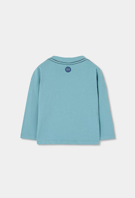 Camiseta punto niño verde estampado oso