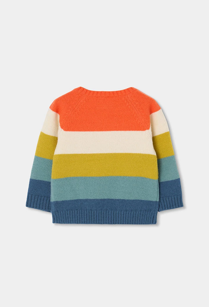 Camisola laranja bebé menino estampado raposa às riscas