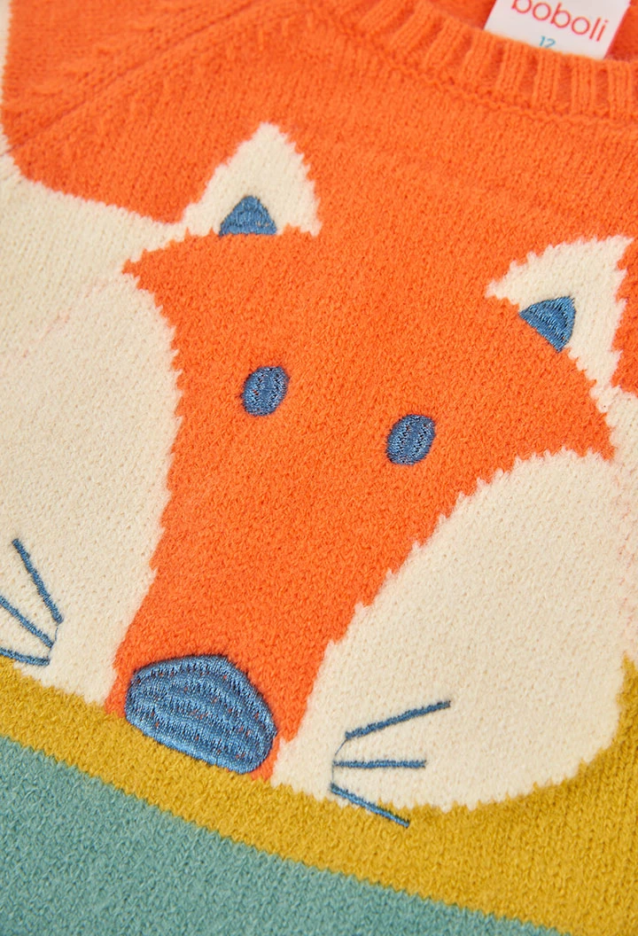 Jersey naranja bebé niño estampado zorro listado