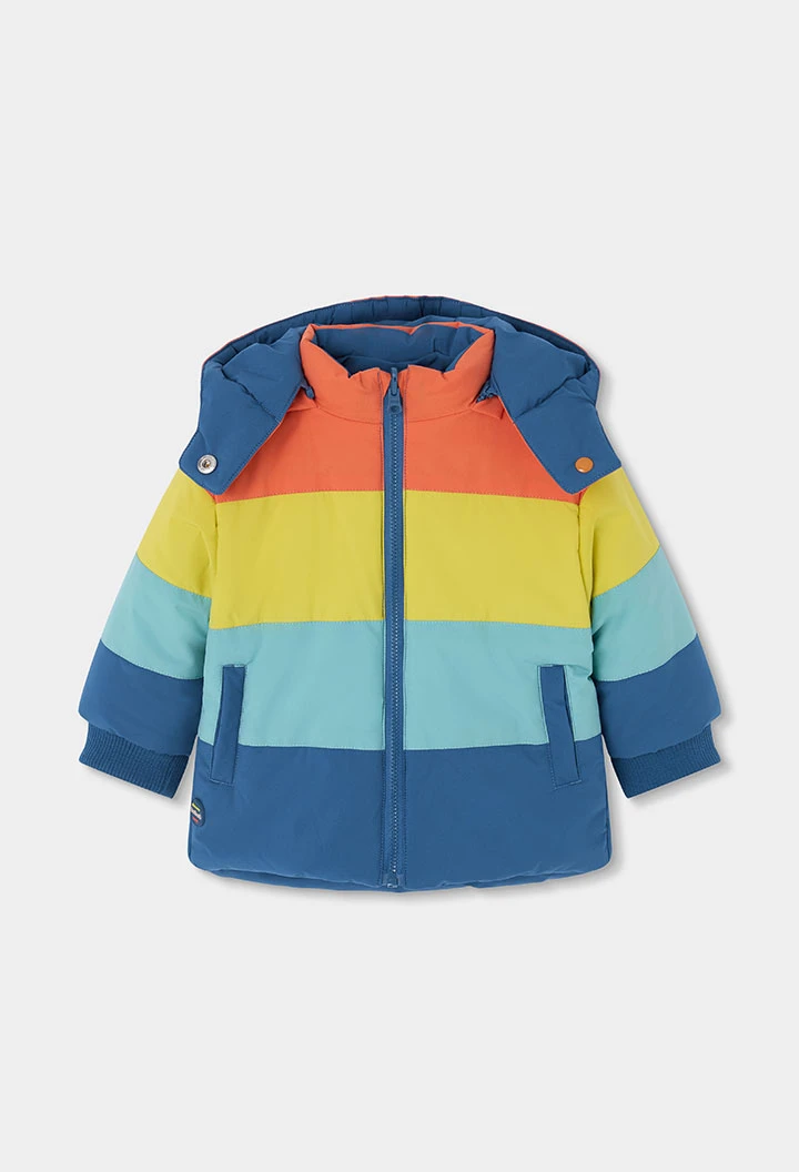 Parka tejido técnico niño reversible azul multicolor
