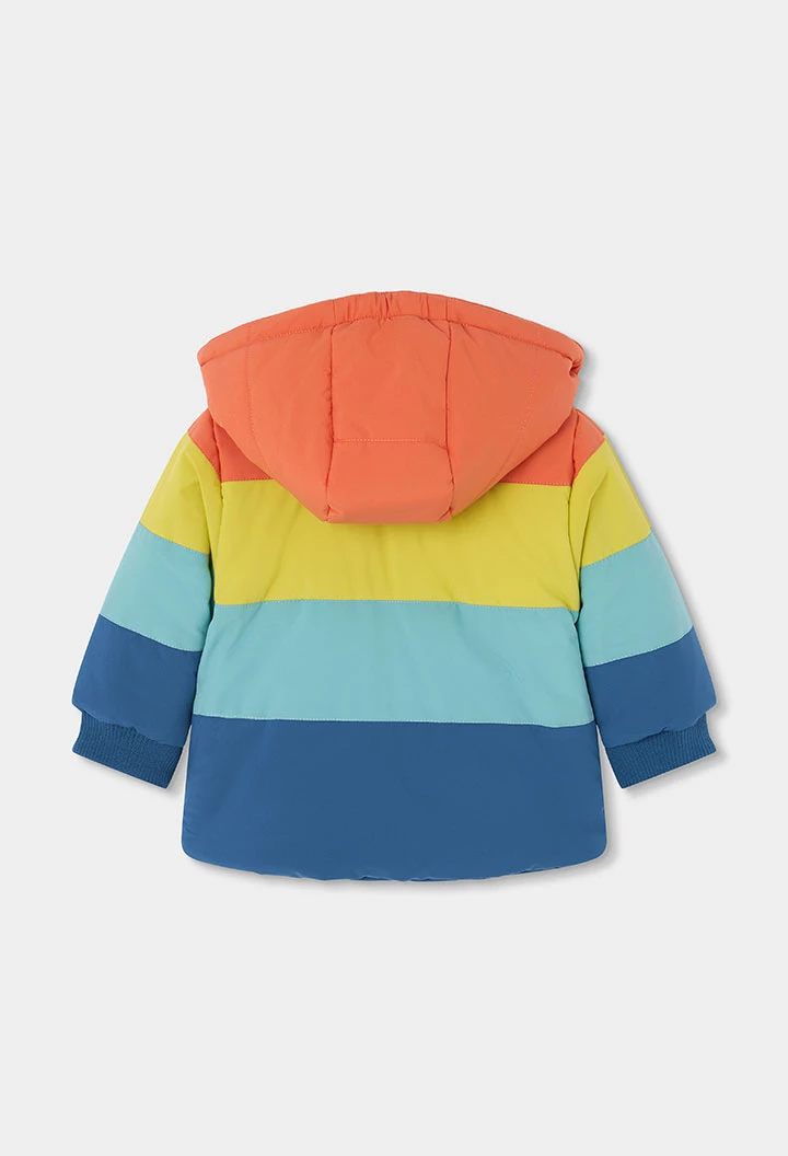 Parka tejido técnico niño reversible azul multicolor