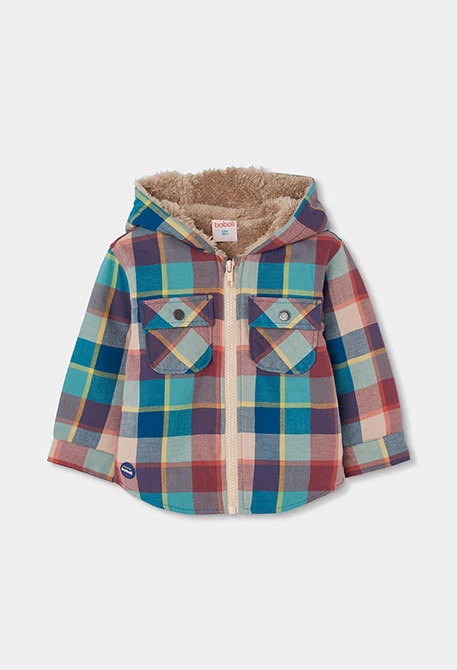 Camicia a quadri bambino multicolore con cappuccio