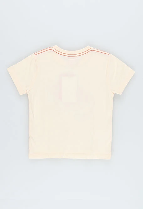 Fox print ecru knit T-shirt for boys
