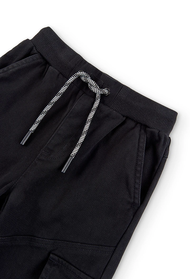 Pantalón sarga elástica black de niño