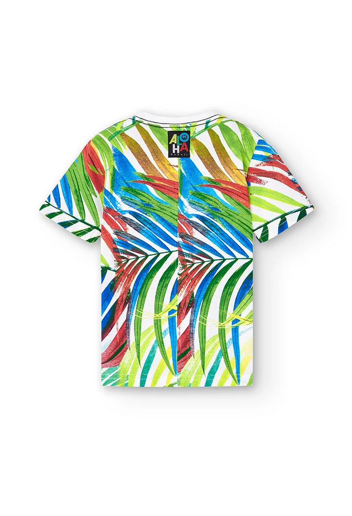 Camiseta malha "folhas" para menino