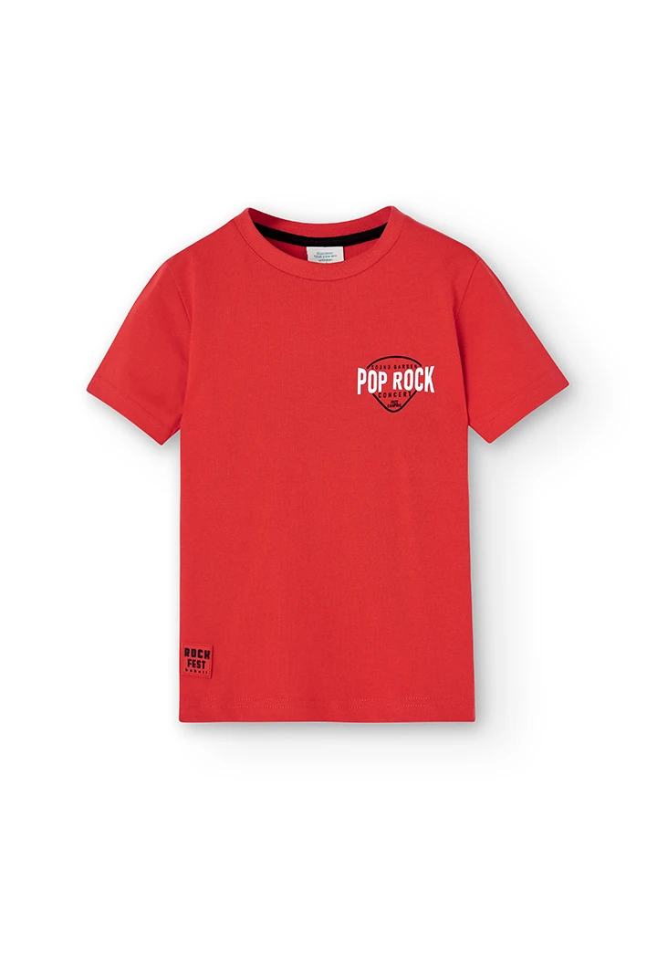 Camiseta malha "rock" para menino