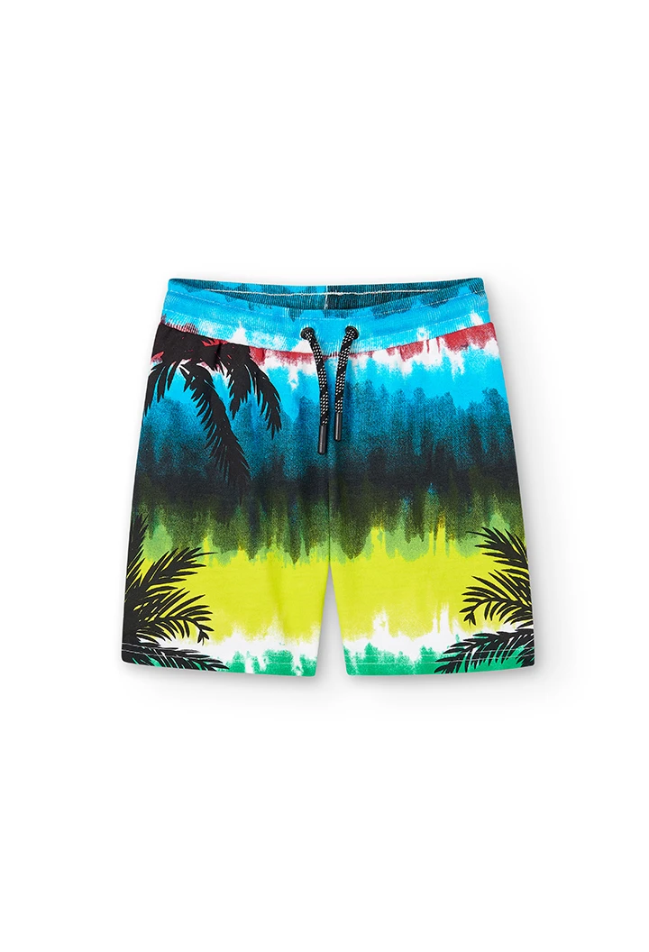 Bermudas felpa estampada "palmera" de niño