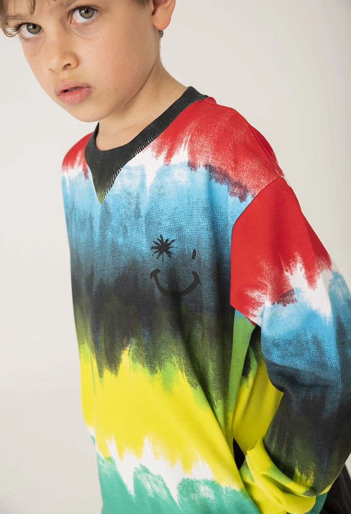 Sudadera felpa estampada "smile" de niño