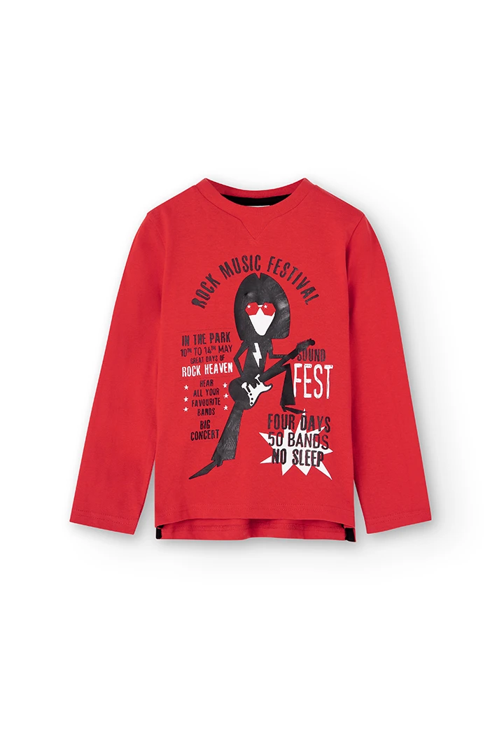 Camiseta punto manga larga "music festival" de niño