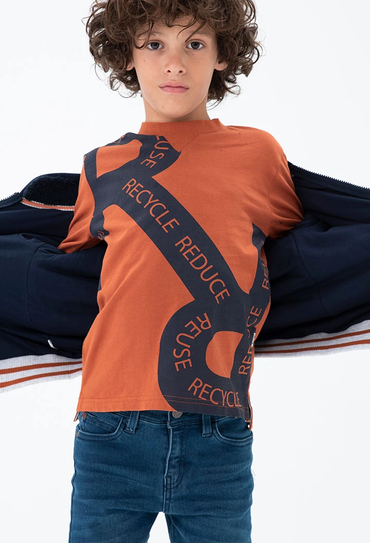 Camiseta punto de niño color cobre