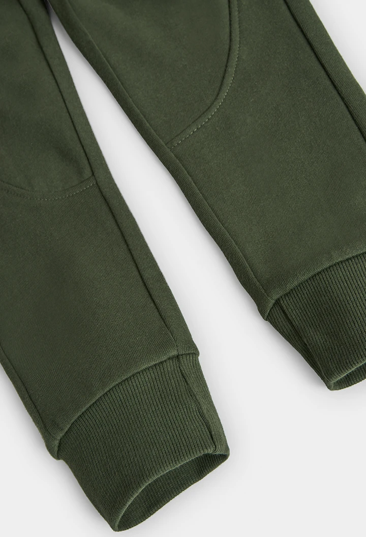 Pantalón felpa con bolsillos de niño verde oscuro