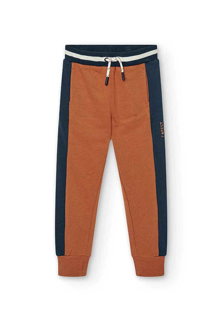 Pantalón felpa de niño color cobre