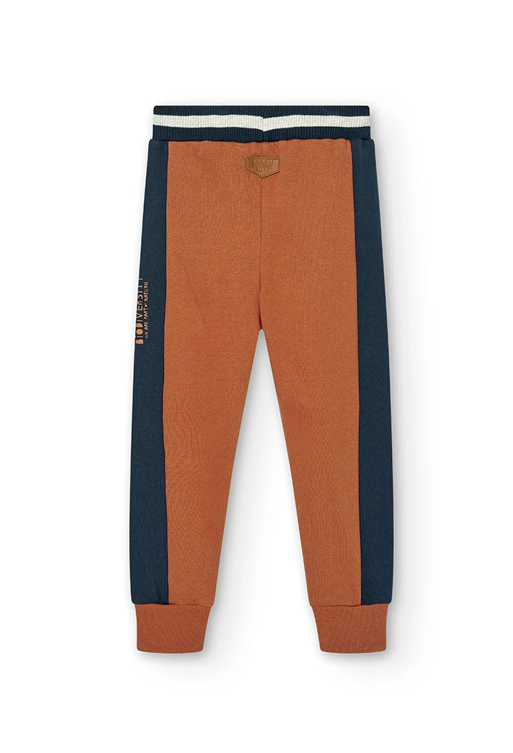 Pantalón felpa de niño color cobre