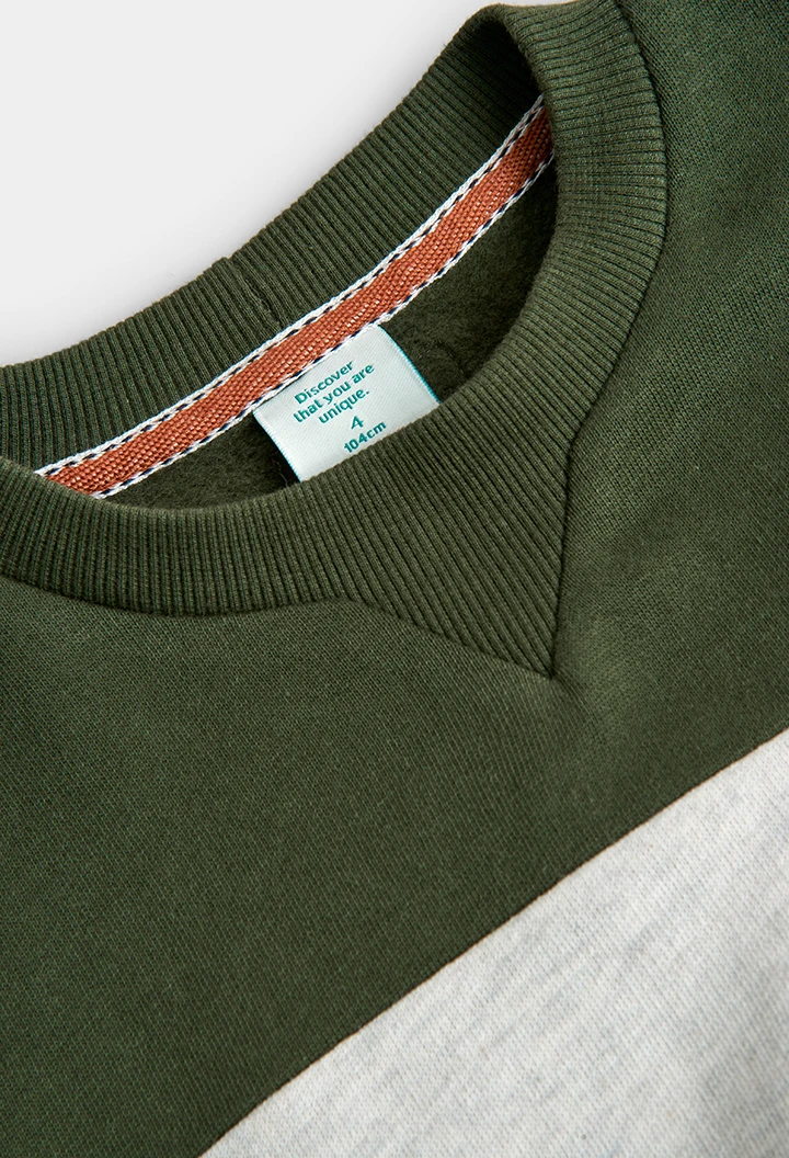 Sudadera felpa tricolor de niño estampado