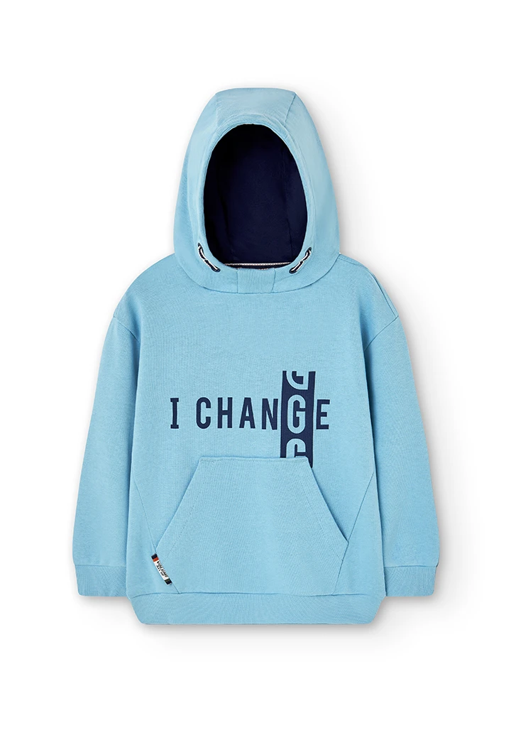 Sudadera felpa con capucha de niño azul claro
