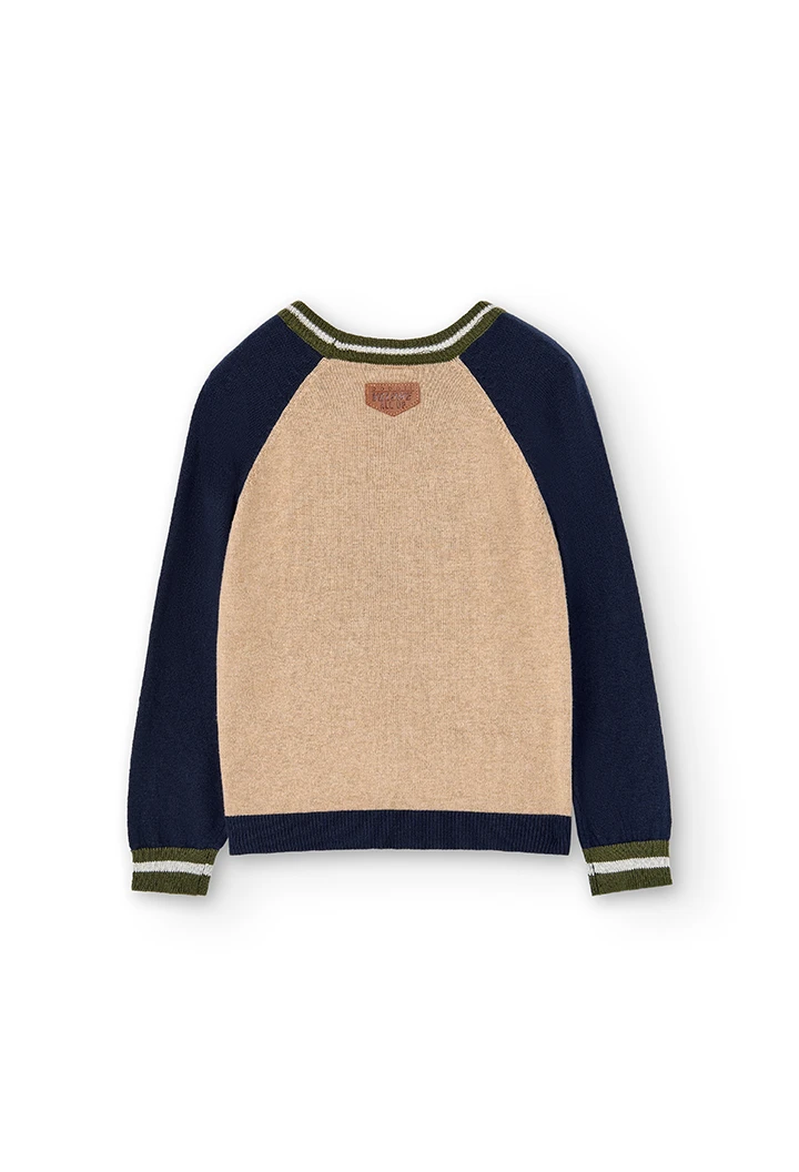 Jersey tricotosa de niño colores piedra y marino