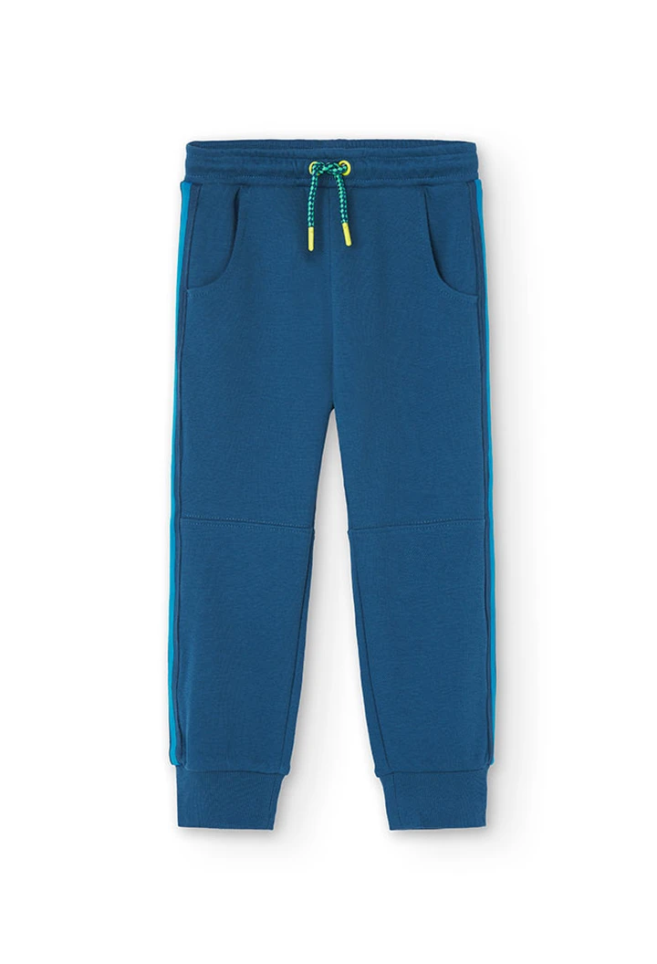 Pantalon molleton piqué bleu pour garçon