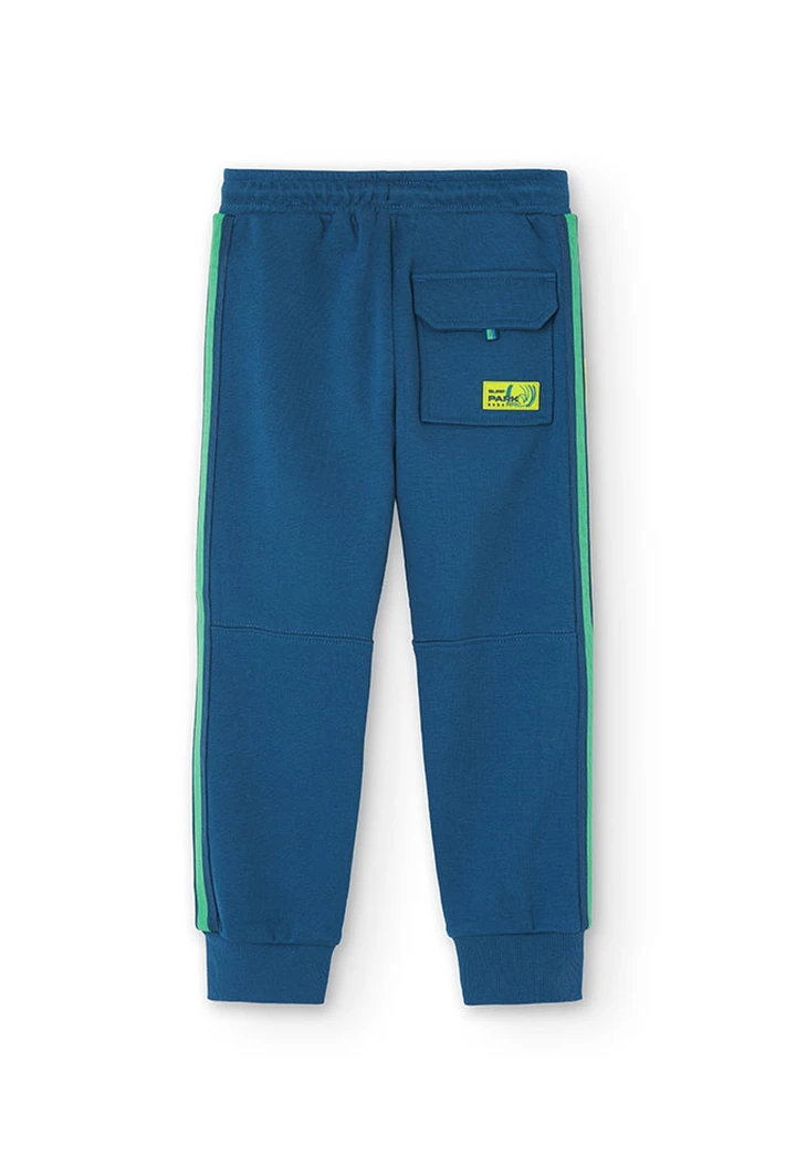Pantalon molleton piqué bleu pour garçon